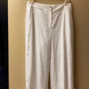 White linen blend pants